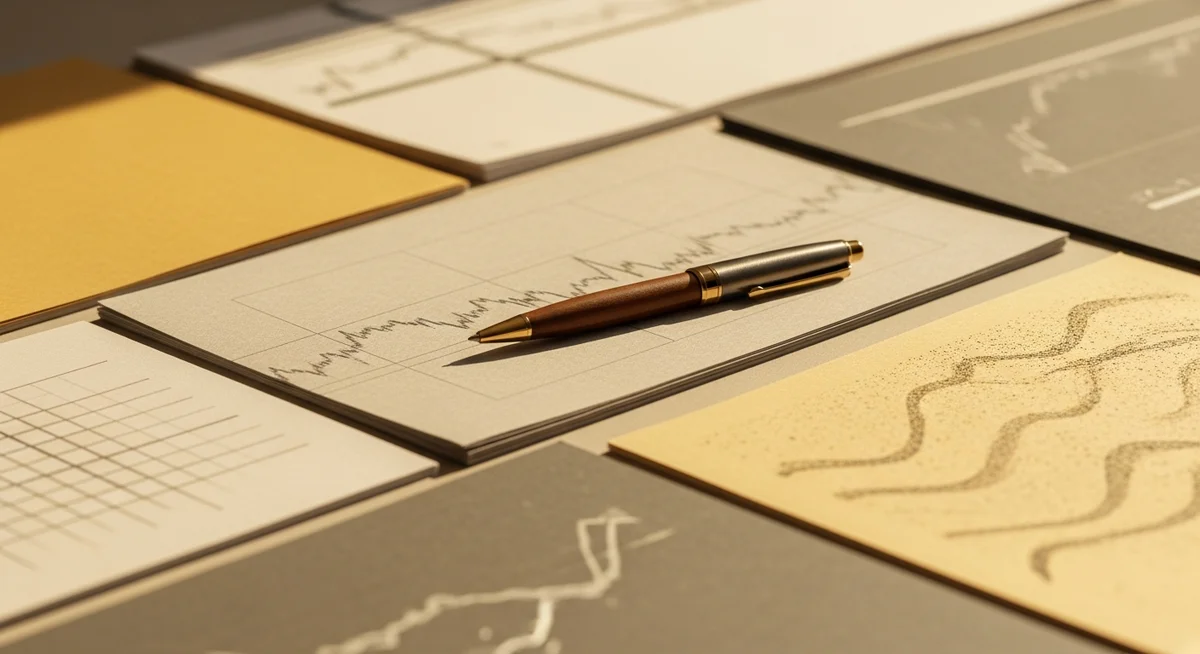 A pen resting on financial documents, implying analysis and selection.
